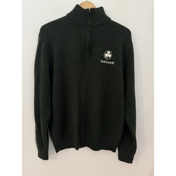 Traditional Craft Heritage Wool Blend Sweater Men 1/4 Zip Embroidered Ireland L - Picture 1 of 10